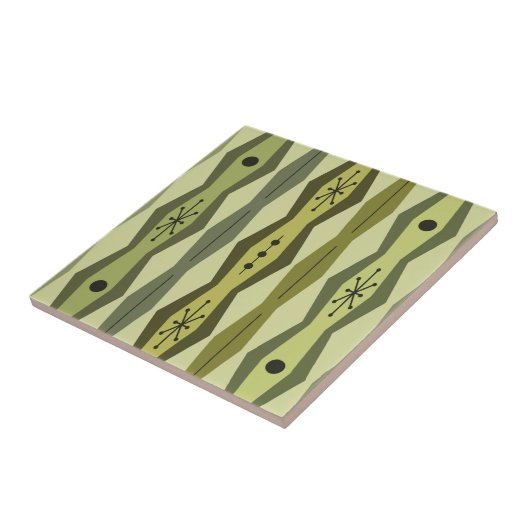 Atomic Era Abstract Columns Green Chartreuse タイル (側面)