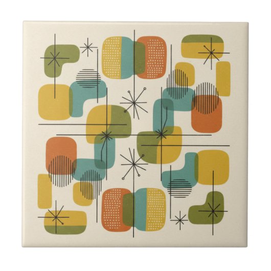 Atomic Era Starburst and Rounded Shapes #4 ID1224 タイル (正面)