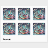 Atomic Futuristic Big Fins Coupe Car スクエアシール (シート)