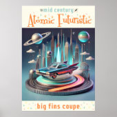 Atomic Futuristic Big Fins Coupe Car ポスター (正面)