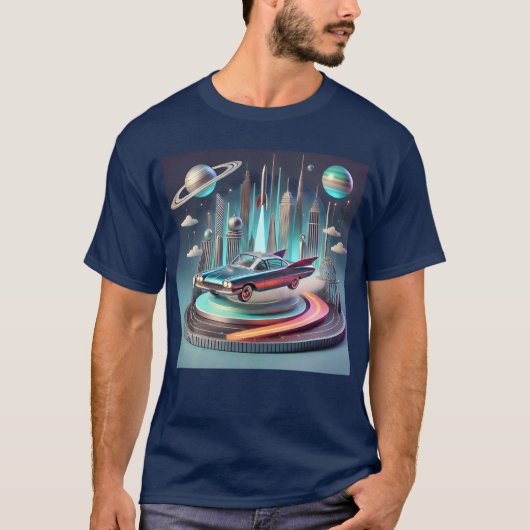 Atomic Futuristic Big Fins Coupe Car Tシャツ (正面)