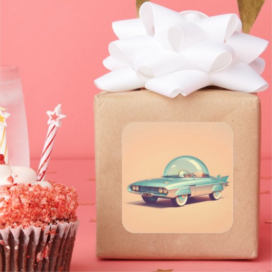 Atomic Futuristic Bubble Blaster Car スクエアシール (パーティー)