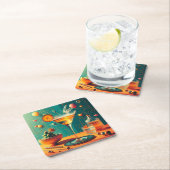 Atomic Futuristic Cosmic Storm Martini スクエアペーパーコースター (インサイチュ)