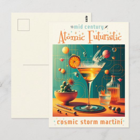 Atomic Futuristic Cosmic Storm Martini ポストカード (正面/裏面)