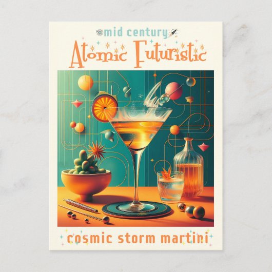 Atomic Futuristic Cosmic Storm Martini ポストカード (正面)