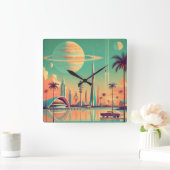 Atomic Futuristic New Florida スクエア壁時計 (ホーム)