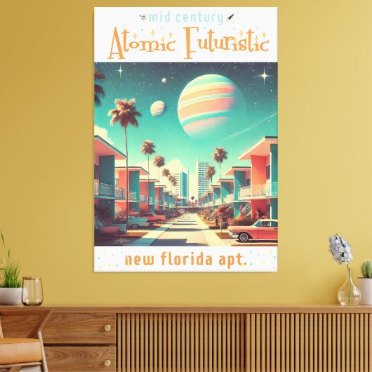 Atomic Futuristic New Florida Apartments キャンバスプリント (インサイチュ (リビング))