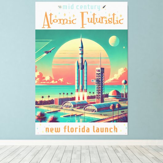 Atomic Futuristic New Florida Launch Site キャンバスプリント (インサイチュ (ウッドフロア))