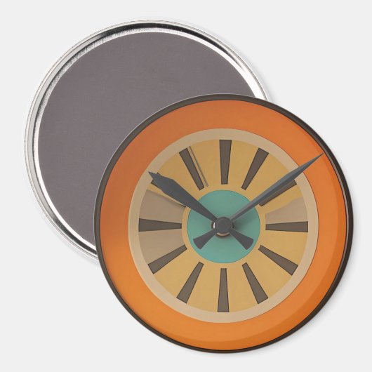 Atomic Futuristic Orange Slice Clock Image マグネット (正面/裏面)