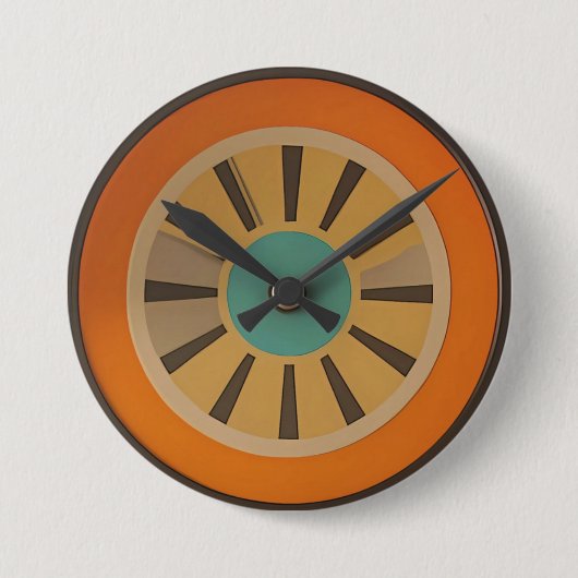 Atomic Futuristic Orange Slice Clock Image 缶バッジ (正面)