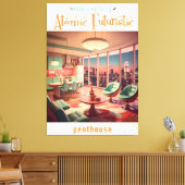 Atomic Futuristic Penthouse Apartment キャンバスプリント (インサイチュ (リビング))