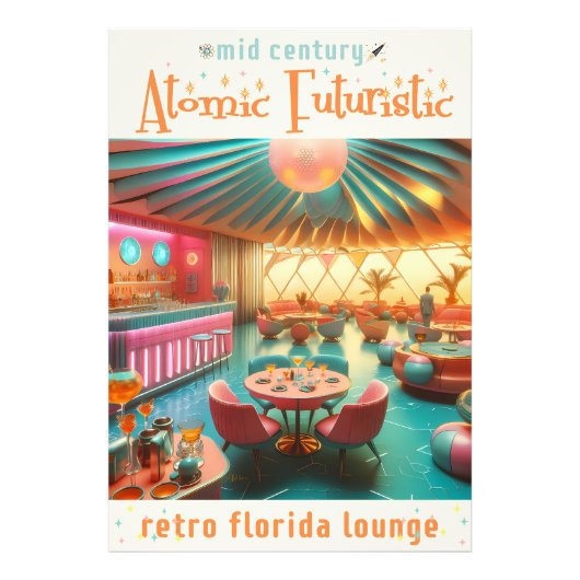 Atomic Futuristic Retro Florida Lounge フォトプリント (正面)