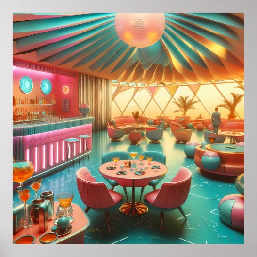 Atomic Futuristic Retro Florida Lounge ポスター (正面)
