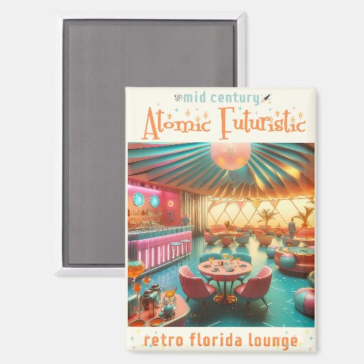 Atomic Futuristic Retro Florida Lounge マグネット (正面/裏面)
