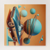 Atomic Futuristic Sky View Cruiser Car  ジグソーパズル (横)