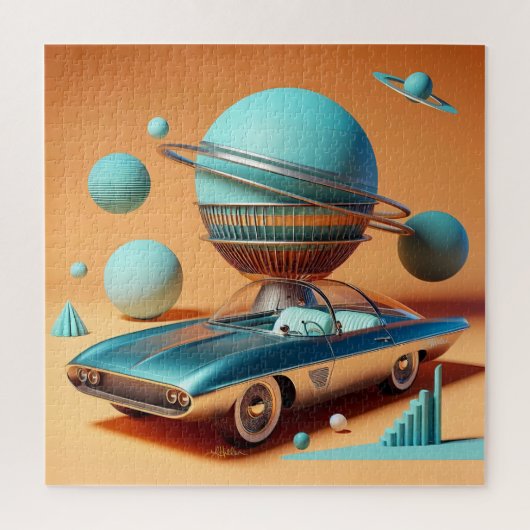Atomic Futuristic Sky View Cruiser Car  ジグソーパズル (縦)