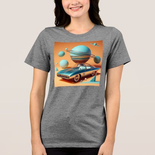 Atomic Futuristic Sky View Cruiser Car  トライブレンドＴシャツ (正面)
