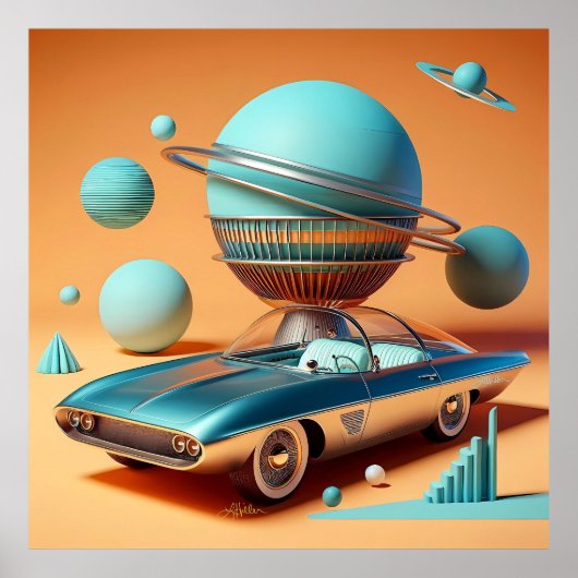 Atomic Futuristic Sky View Cruiser Car  ポスター (正面)