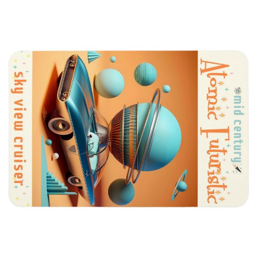 Atomic Futuristic Sky View Cruiser Car  マグネット (横)