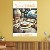 Atomic Futuristic Space Age Kids Playroom キャンバスプリント (インサイチュ (リビング))