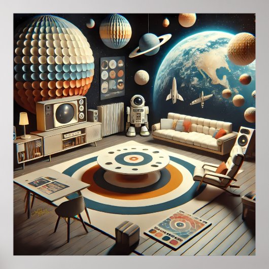 Atomic Futuristic Space Age Kids Playroom ポスター (正面)