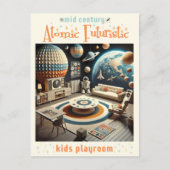 Atomic Futuristic Space Age Kids Playroom ポストカード (正面)