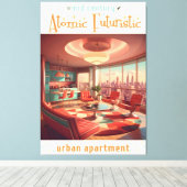 Atomic Futuristic Urban Apartment キャンバスプリント (インサイチュ (ウッドフロア))