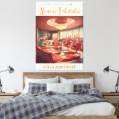 Atomic Futuristic Urban Apartment キャンバスプリント (インサイチュ (寝室))
