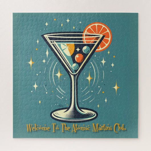 Atomic Martini Club Retro Futuristic Cocktail ジグソーパズル (縦)