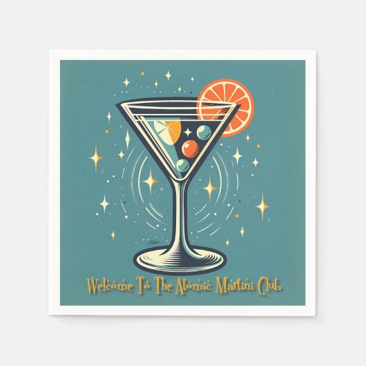Atomic Martini Club Retro Futuristic Cocktail スタンダードカクテルナプキン (正面)