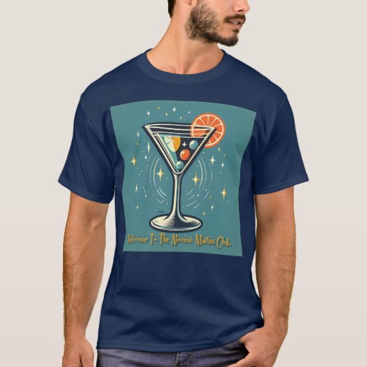 Atomic Martini Club Retro Futuristic Cocktail Tシャツ (正面)