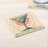 Atomic Martini Club Retro Futuristic Space Age スクエアペーパーコースター (アングル)