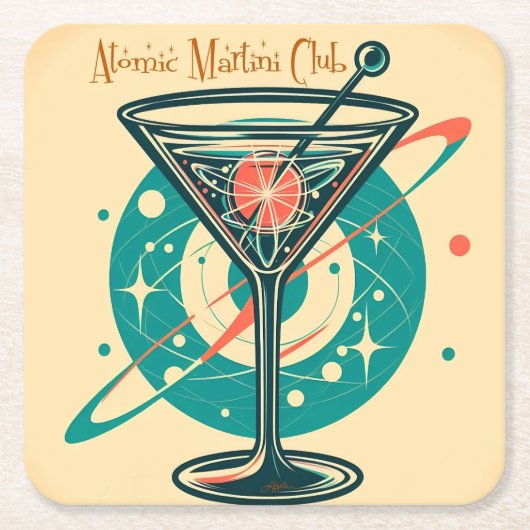 Atomic Martini Club Space Age スクエアペーパーコースター (正面)