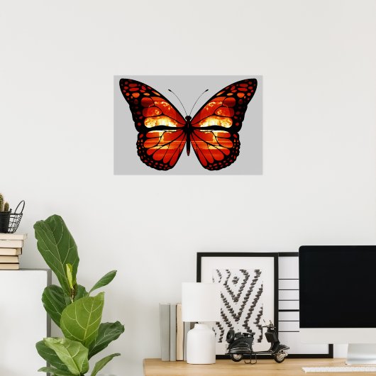 Atomic Mushroom Cloud Butterfly Print Poster ポスター (ホームオフィス)