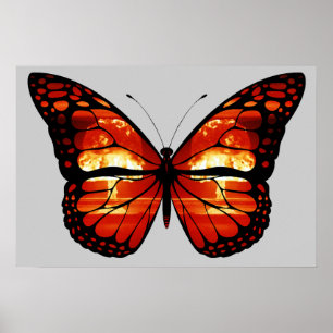 Atomic Mushroom Cloud Butterfly Print Poster ポスター