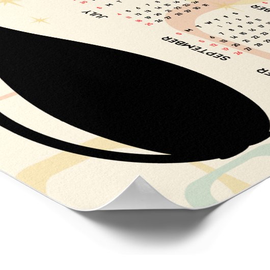 Atomic Retro Black Cat Mid Century 2027 Calendar ポスター (角)