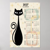 Atomic Retro Black Cat Mid Century 2027 Calendar ポスター (正面)