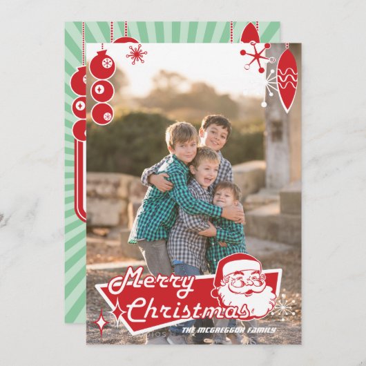Atomic Retro Custom Flat Christmas Photo Card シーズンカード (正面/裏面)