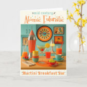 Atomic Retro Futuristic Martini Breakfast Bar カード (黄色い花)