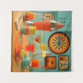 Atomic Retro Futuristic Martini Breakfast Bar タペストリー (正面(横))