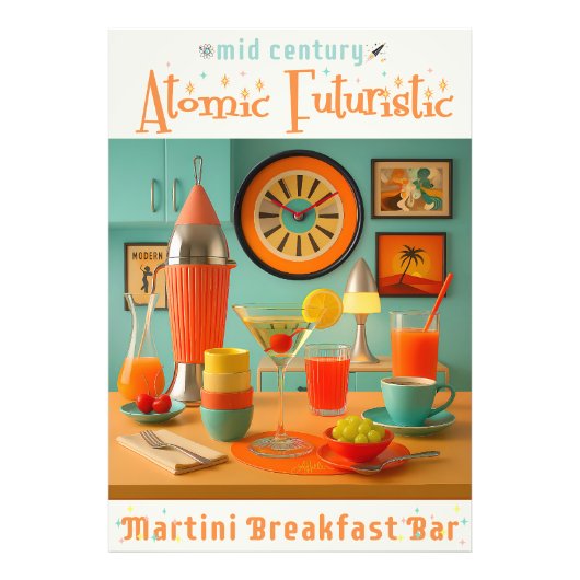 Atomic Retro Futuristic Martini Breakfast Bar フォトプリント (正面)