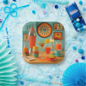 Atomic Retro Futuristic Martini Breakfast Bar ペーパープレート (パーティー)