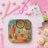 Atomic Retro Futuristic Martini Breakfast Bar ペーパープレート (パーティー)