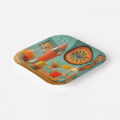 Atomic Retro Futuristic Martini Breakfast Bar ペーパープレート (傾斜あり)