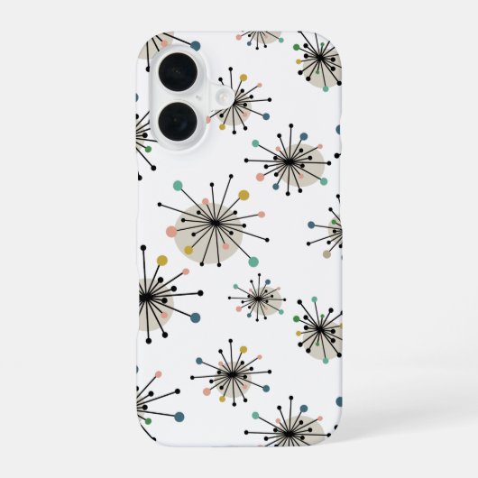 Atomic Space Age Starburst Mid-Century Modern iPhone 16ケース (裏面)
