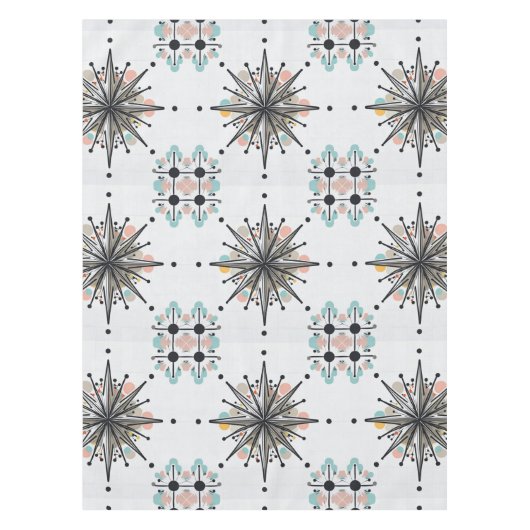 Atomic Starburst Retro Mid Century Modern テーブルクロス (正面)