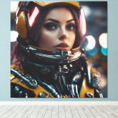 Atompunk Woman キャンバスプリント (インサイチュ (ウッドフロア))