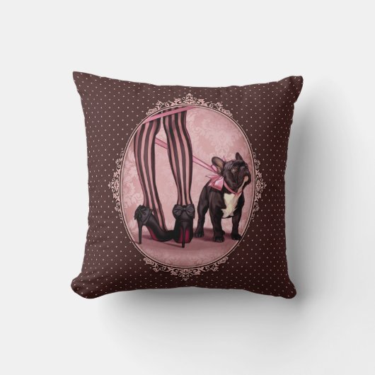 Attachée à mon Bouledogue Français クッション (正面)