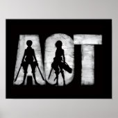 Attack on Titan AOT Silhouette Trio Grunge Poster ポスター (正面)