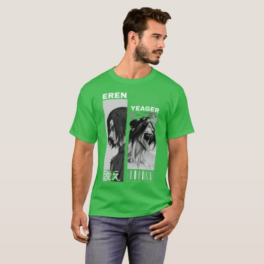 Attack on titan eren yeager both forms tシャツ (正面フル)